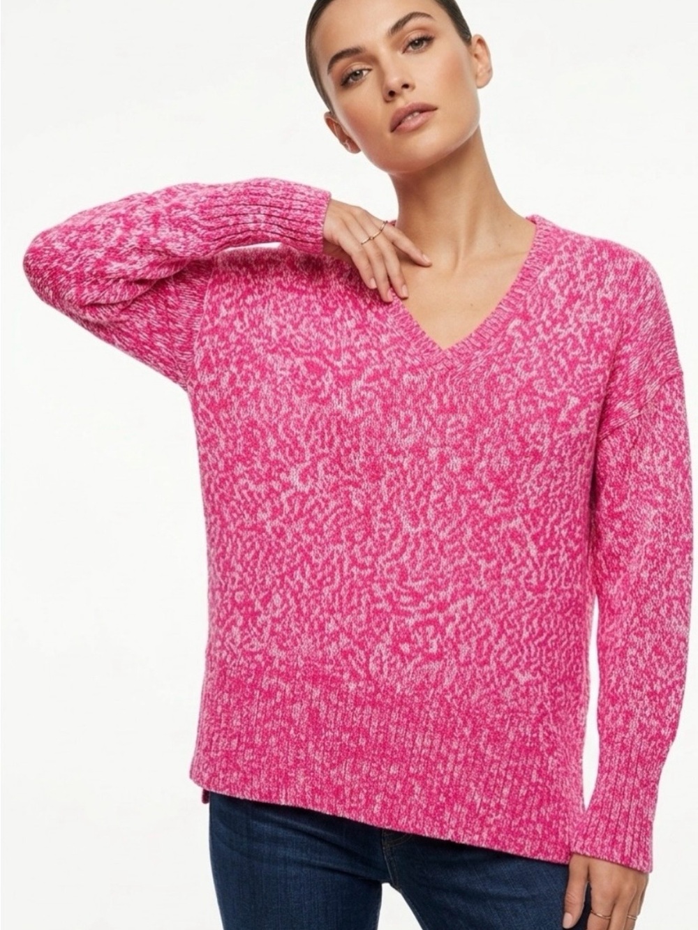 Lilly Pulitzer Pink and White V-Neck Sweater